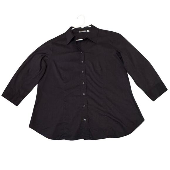 New York & Company Black Long Sleeve Button Down Long Sleeve Shirt Blouse Sz XL - Picture 1 of 10